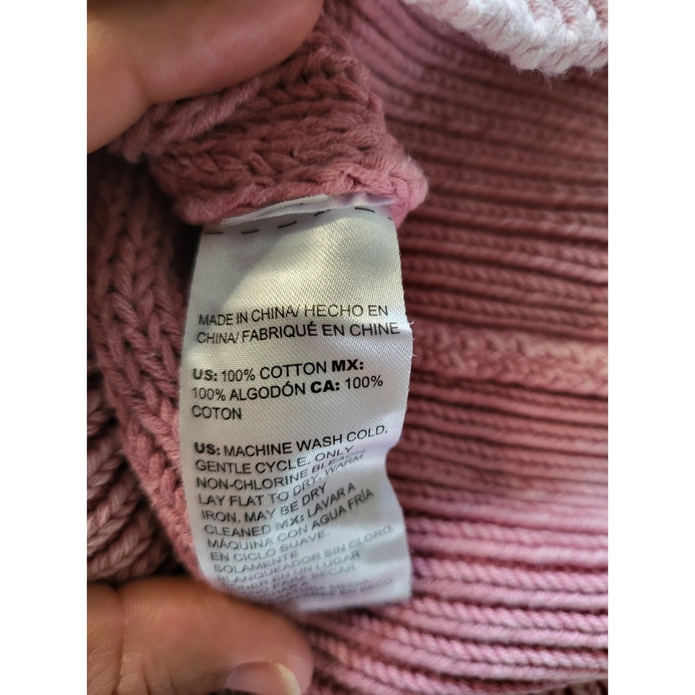 White House Black Market Pink Cable Knit Ruffle Mock Neck Sweater Vest Top M - Picture 6 of 7